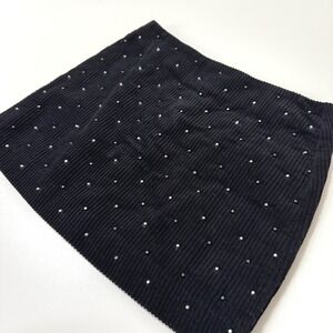 BLANK NYC Black Corduroy‎ Silver Studded Lined Mini Skirt Size 25